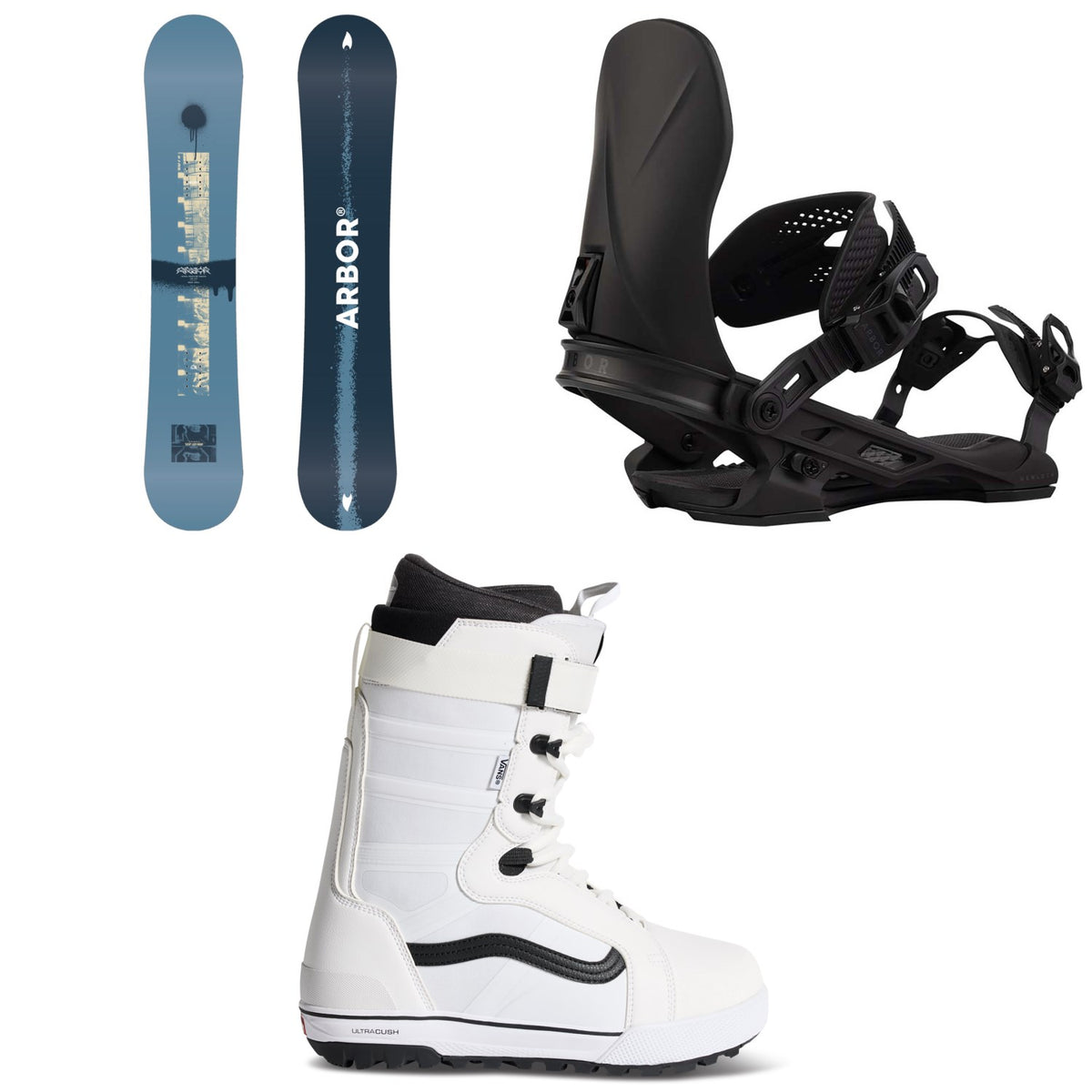 Arbor Metal Machine Decon Snowboard + Hemlock Snowboard Bindings + Vans Hi-Standard Pro Snowboard Boots 2027