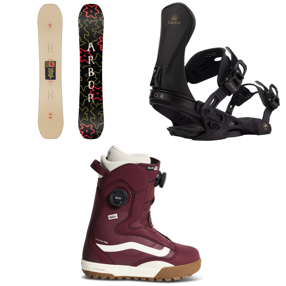 Arbor Swoon Decon Snowboard + Sequoia Snowboard Bindings + Vans Encore Pro 2.0 Snowboard Boots - Women's 2027