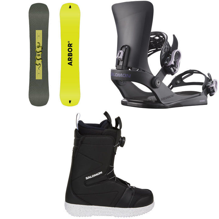 Arbor Draft Snowboard + Salomon EDB X Snowboard Bindings + Faction Boa X Snowboard Boots 2027