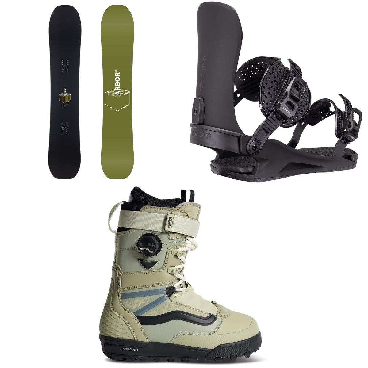 Arbor Sin Nombre Snowboard + Utility Snowboard Bindings + Vans Infuse Snowboard Boots 2027