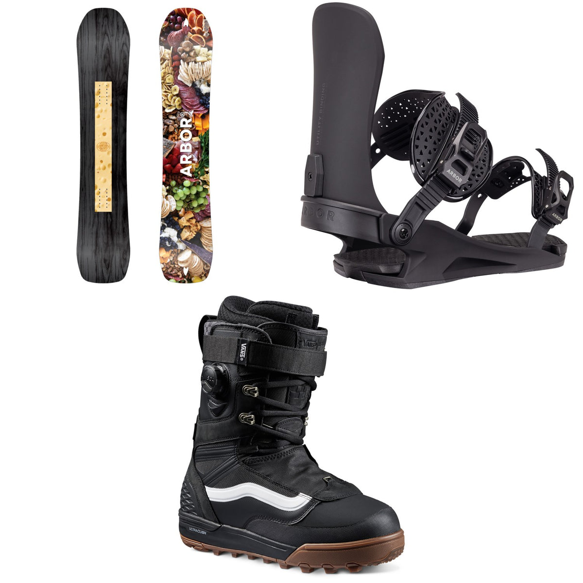 Arbor Danny Kass Park Pro Snowboard  + Utility Snowboard Bindings + Vans Infuse Snowboard Boots 2027