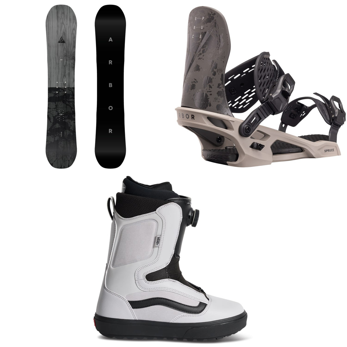 Arbor Formula Snowboard + Spruce Snowboard Bindings + Vans Aura OG Snowboard Boots 2027