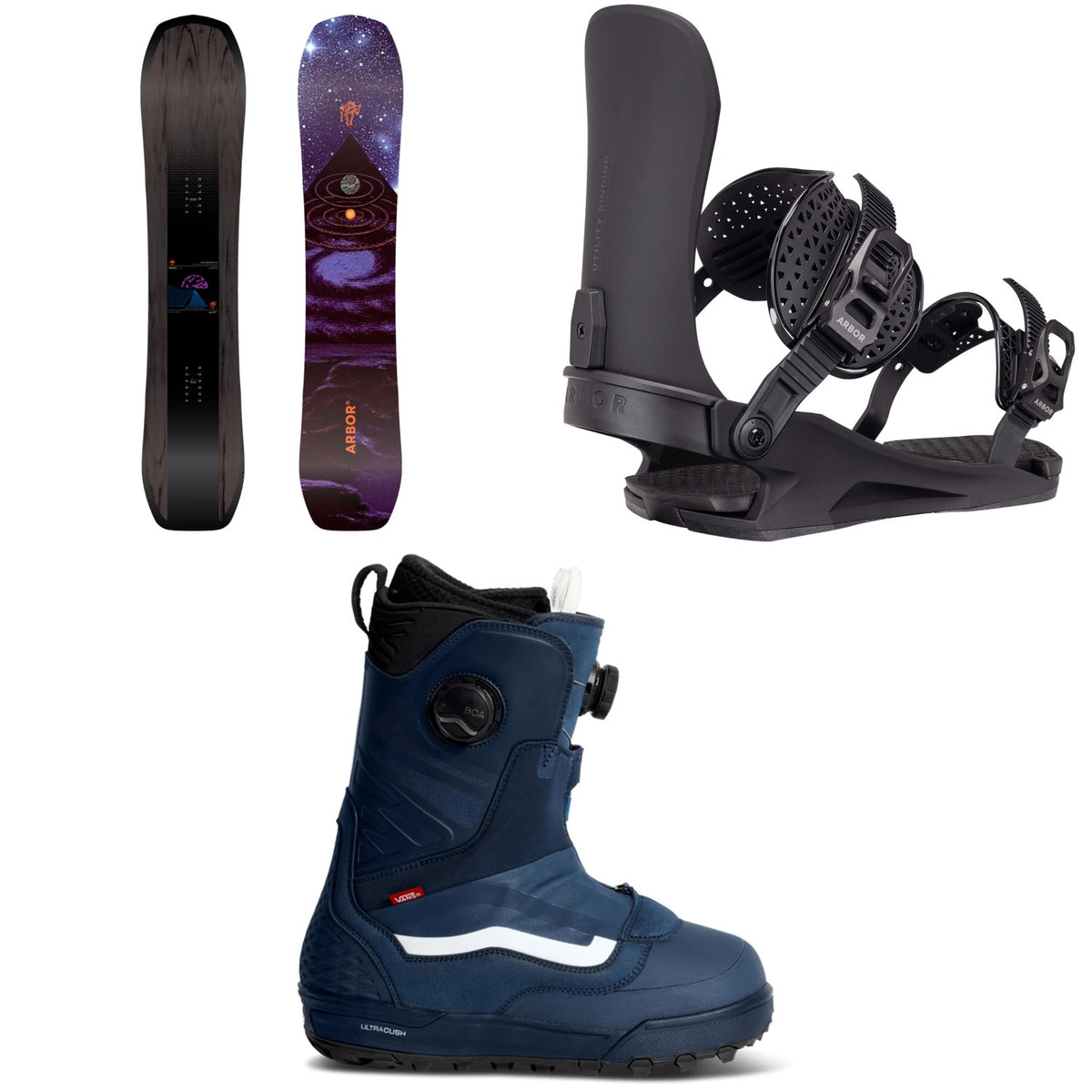 Arbor Astrowaste Snowboard + Utility Snowboard Bindings + Vans Verse Snowboard Boots 2027