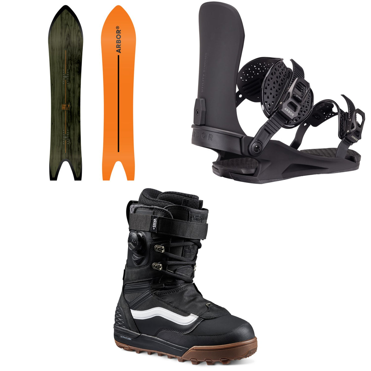 Arbor A-Frame Snowboard + Utility Snowboard Bindings + Vans Infuse Snowboard Boots 2027