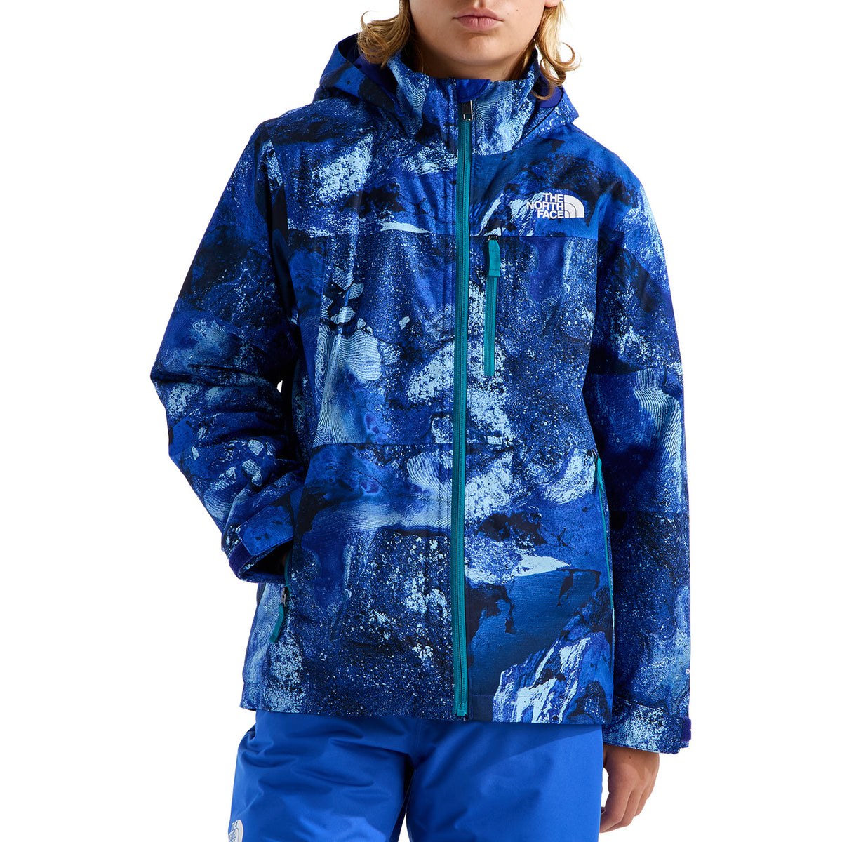 The North Face Freedom Insulated Print Jacket - Boys' Bold Blue Half Dome Strata Print