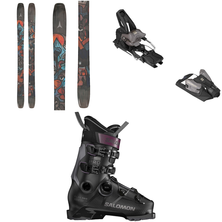 Atomic Bent 100 Skis + Salomon Strive 14 GW Ski Bindings + Salomon S/Pro Supra BOA 100 Ski Boots 2026