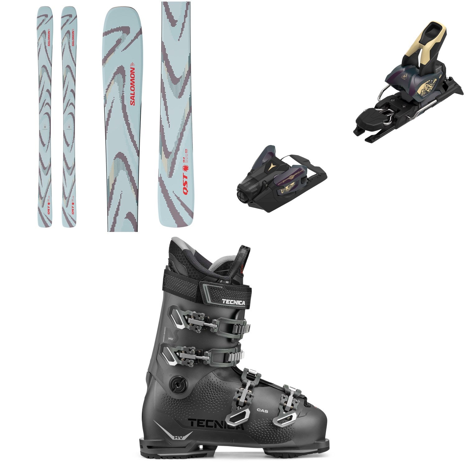 Salomon QST 94 Skis + Atomic Strive 12 GW Ski Bindings + Tecnica Mach – evo