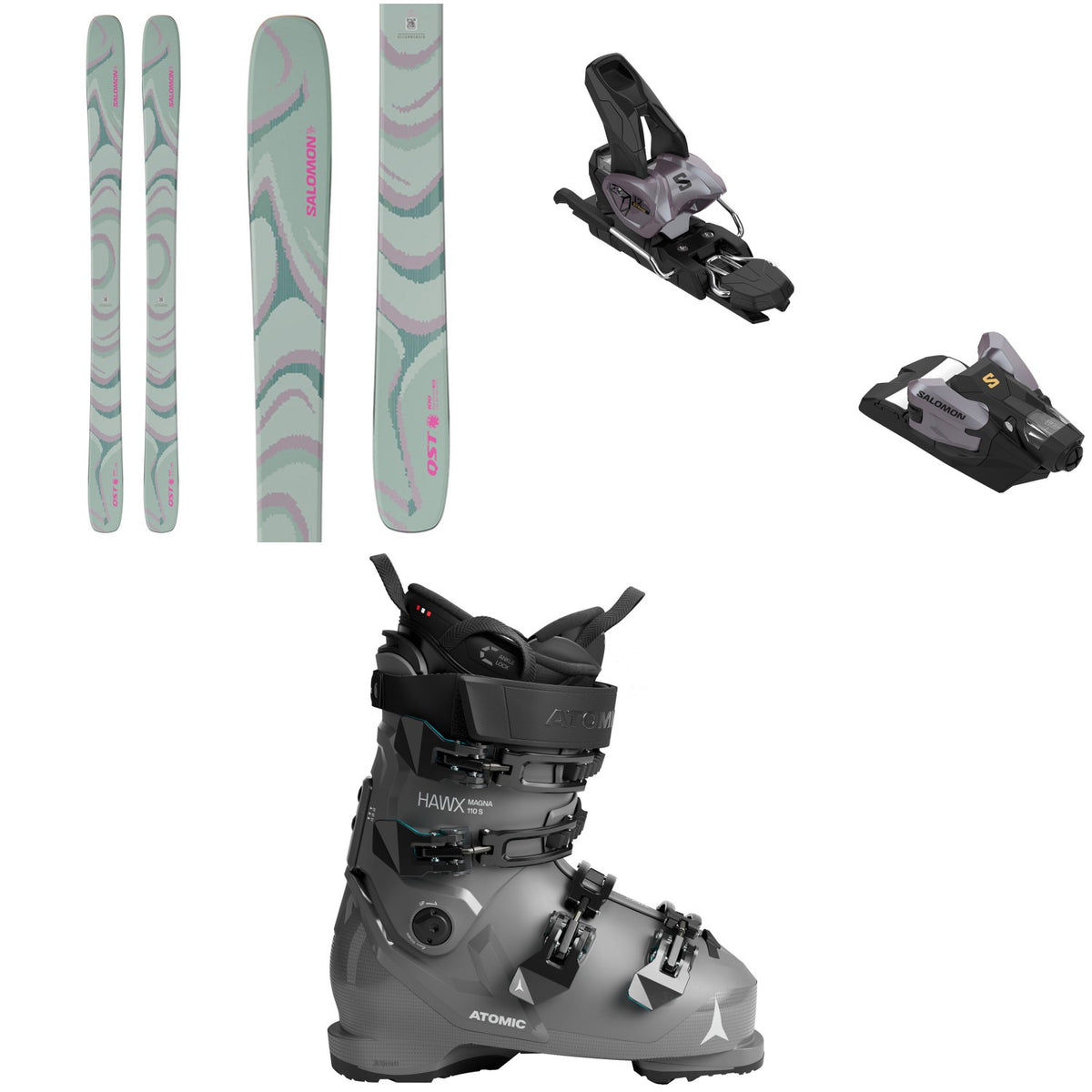 Salomon QST 100 Skis + Salomon Strive 12 GW Ski Bindings + Atomic Hawx Magna 110 S GW Ski Boots 2026