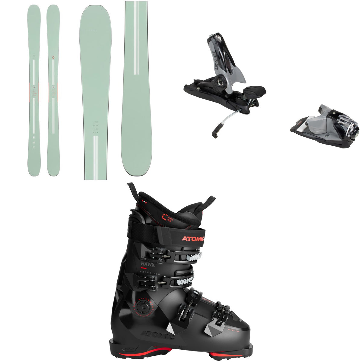Season Kin Skis + Look SPX 12 GW Pro Ski Bindings + Atomic Hawx Prime 100 Ski Boots 2026