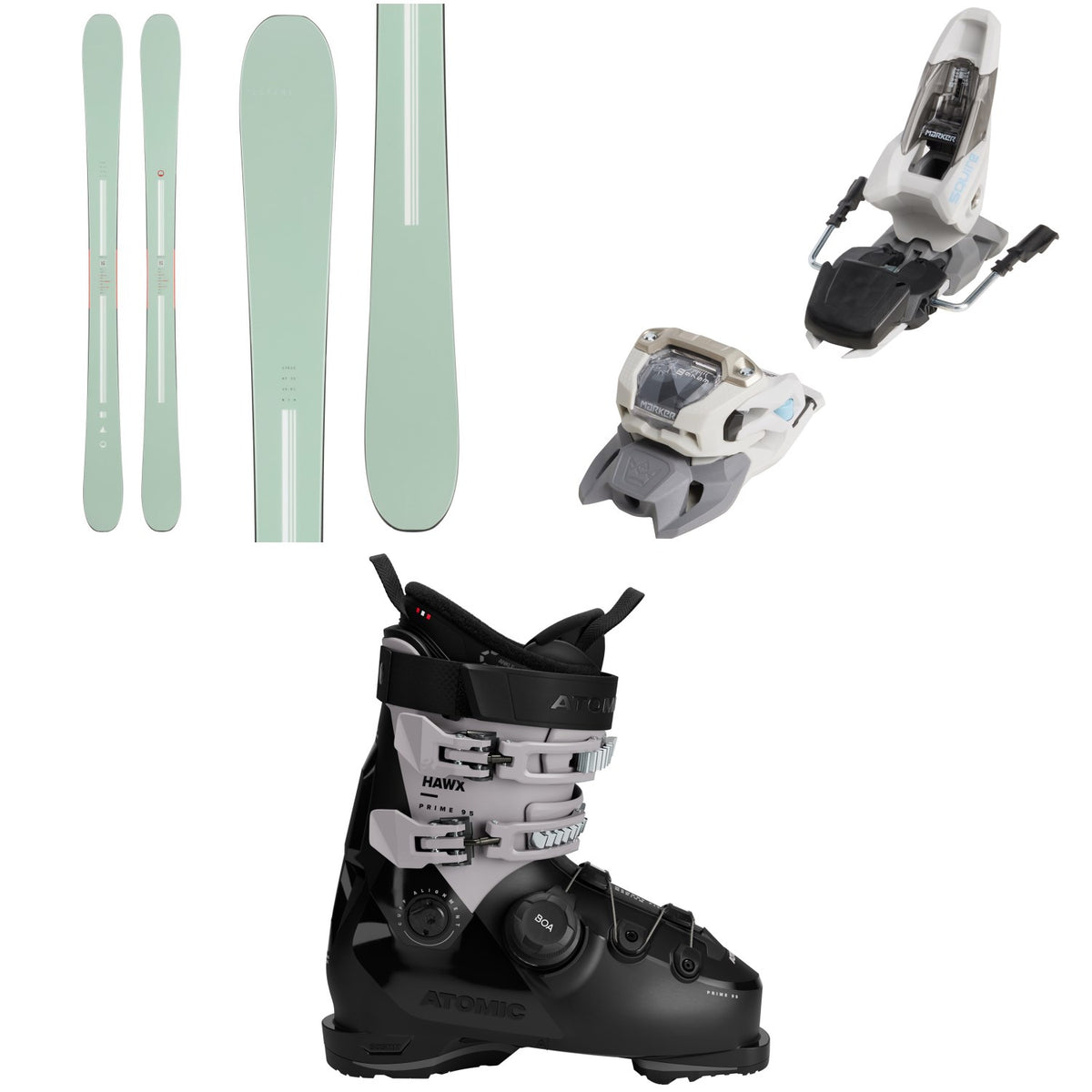Season Kin Skis + Marker Squire 11 Ski Bindings + Atomic Hawx Prime 95 BOA W Ski Boots - Women's 2026