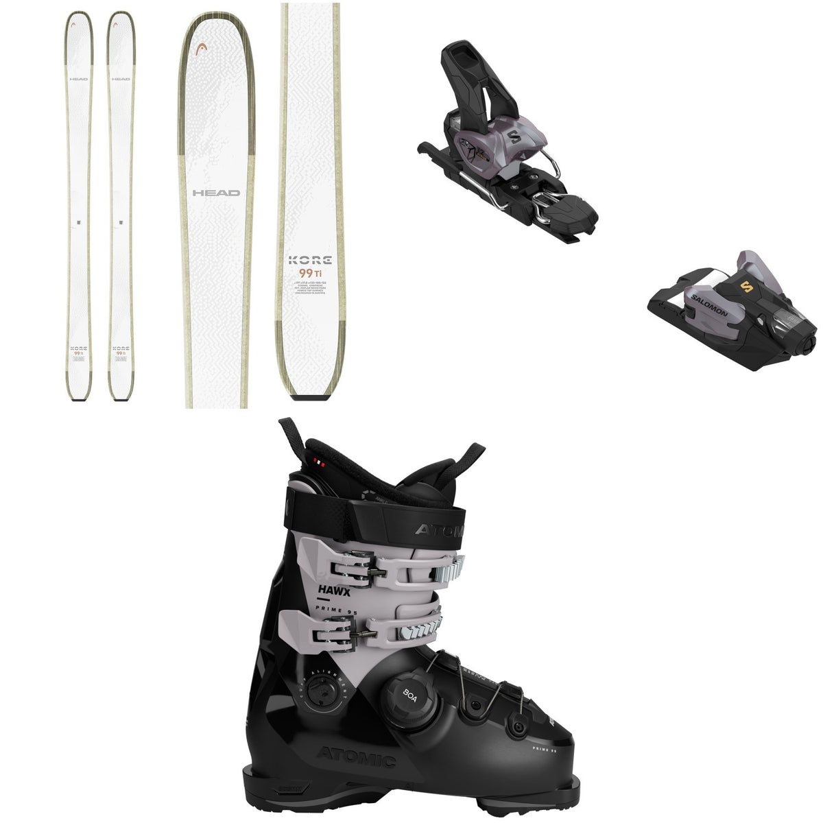 Head Kore 93 Ti W Skis + Salomon Strive 12 GW Ski Bindings + Atomic Hawx Prime 95 BOA W Ski Boots - Women's 2026