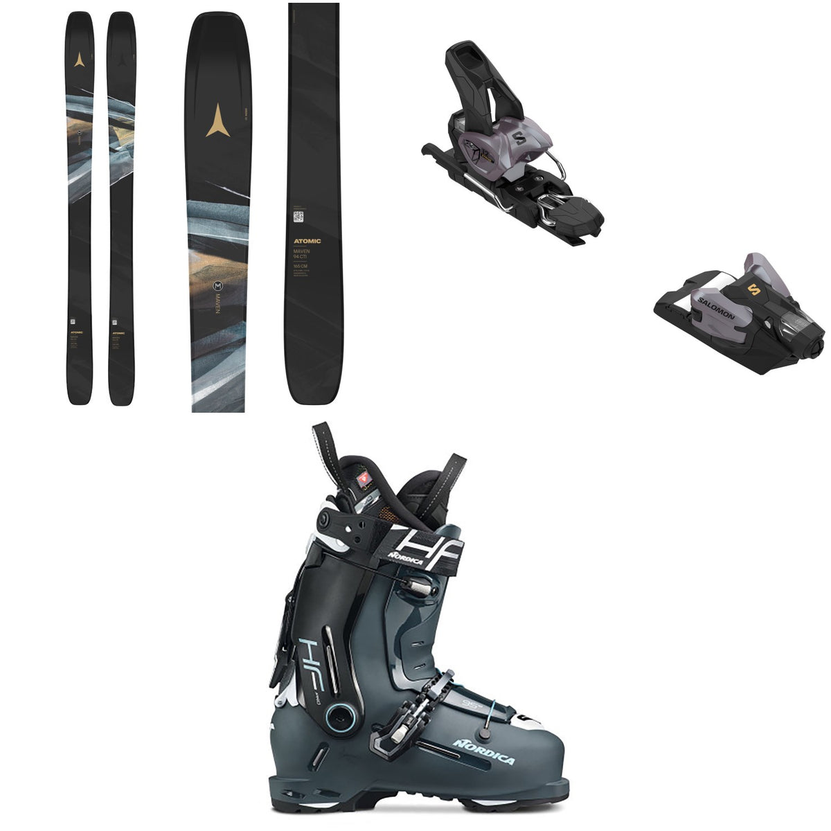 Atomic Maven 94 CTI Skis + Salomon Strive 12 GW Ski Bindings + Nordica HF Pro 95 W GW Ski Boots - Women's