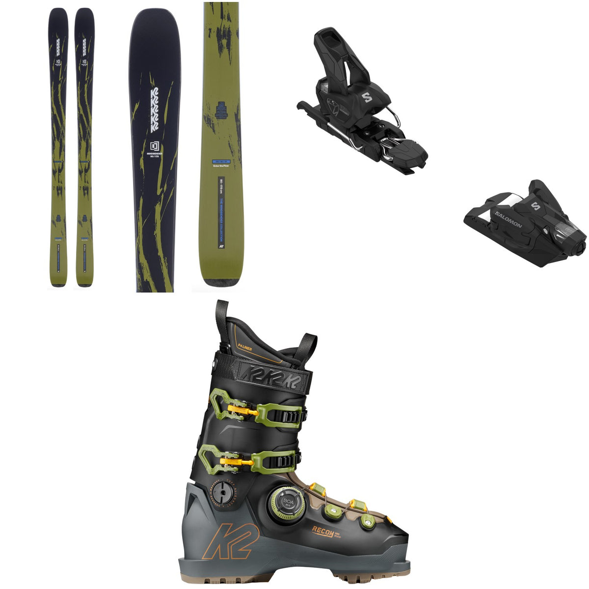 K2 Mindbender 90 Skis + Salomon Strive 12 GW Ski Bindings + K2 Recon 100 BOA Ski Boots 2027
