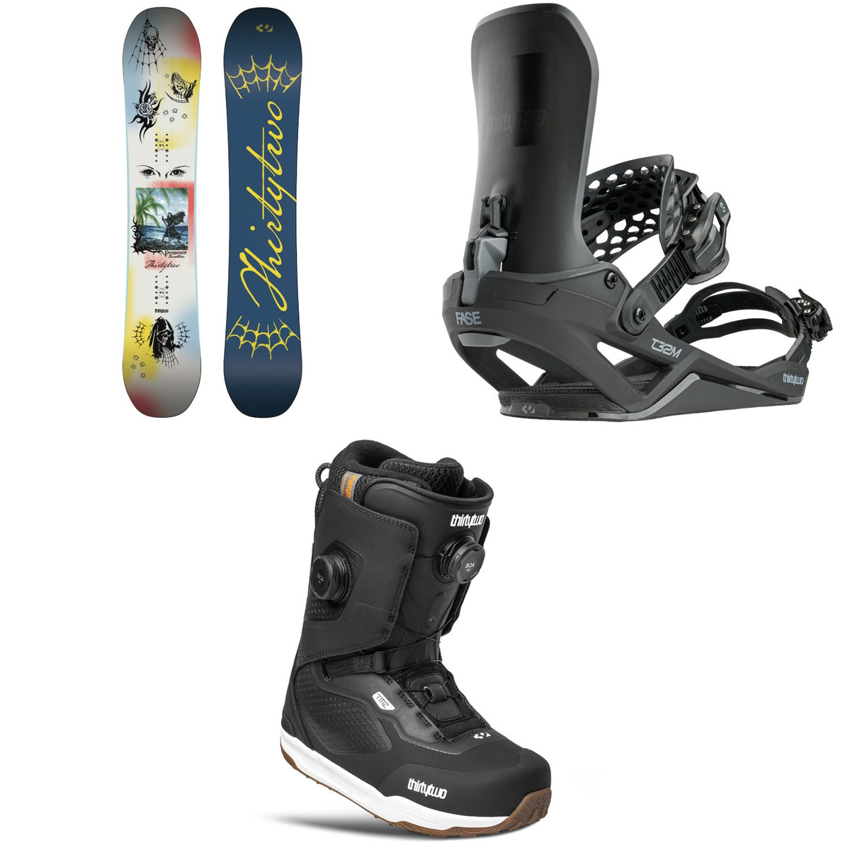 thirtytwo Permanent Vacation Snowboard + T32M FASE Snowboard Bindings  + TM-2 Double Boa Snowboard Boots 2027
