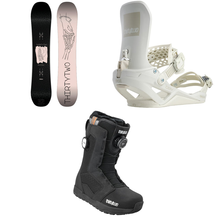 thirtytwo Crucible Snowboard + T32M FASE Snowboard Bindings + STW Double Boa Snowboard Boots - Women's 2027