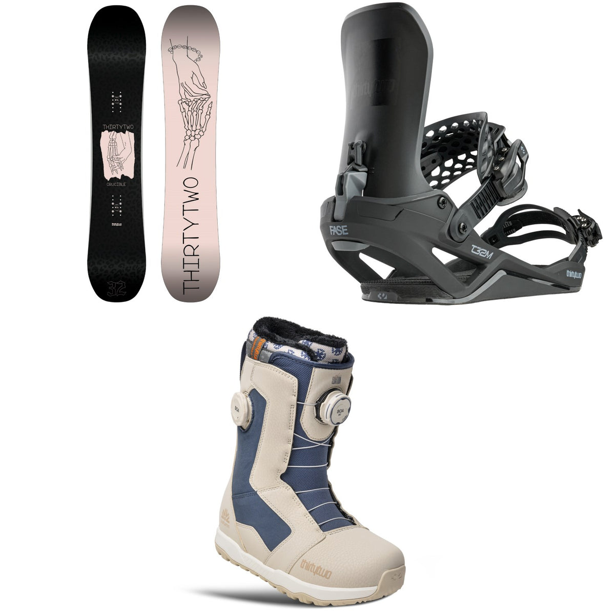 thirtytwo Crucible Snowboard + T32M FASE Snowboard Bindings + STW Double Boa x Luxton Snowboard Boots - Women's 2027