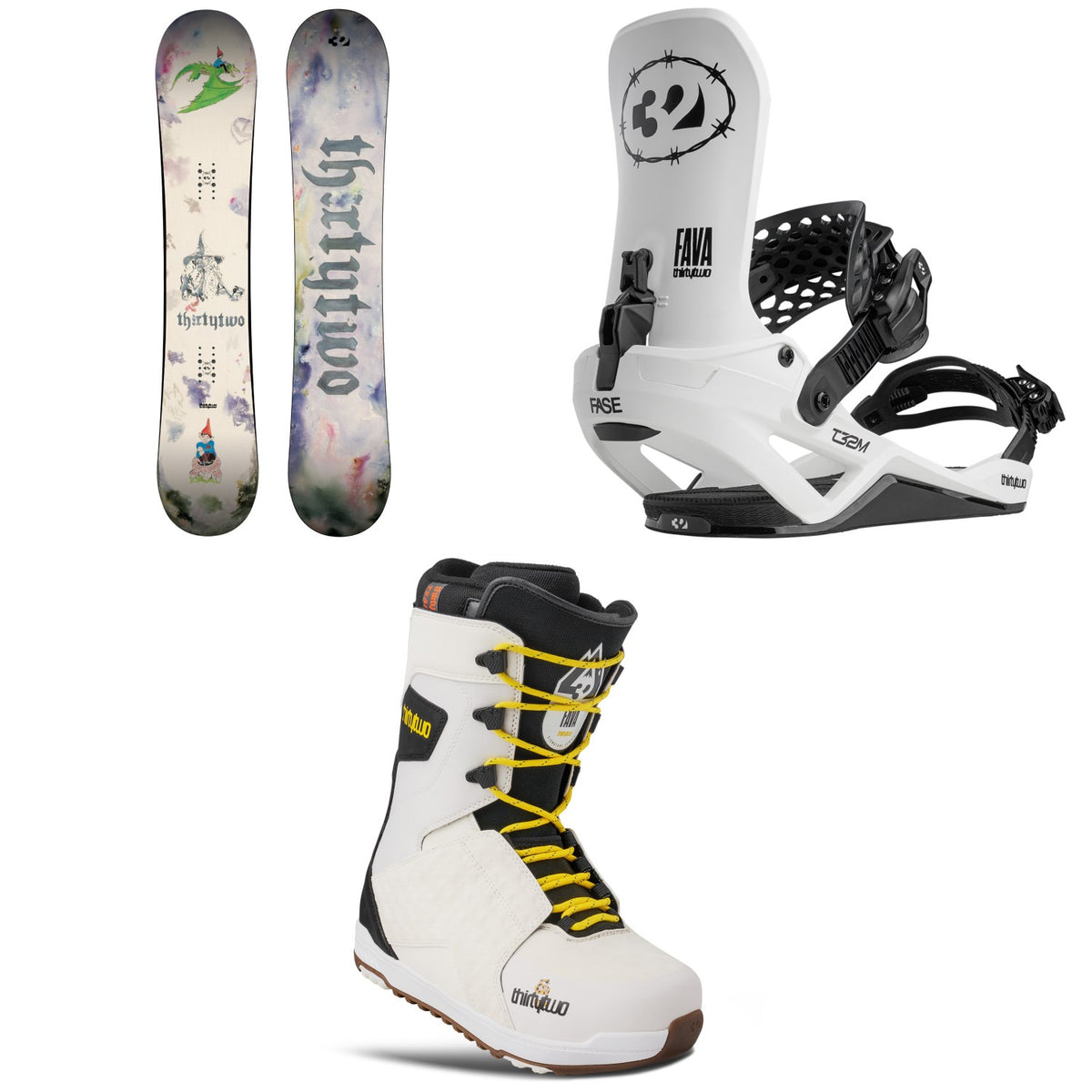 thirtytwo Middle Earth Pro Snowboard + T32M FASE Snowboard Bindings + Lashed Snowboard Boots 2027