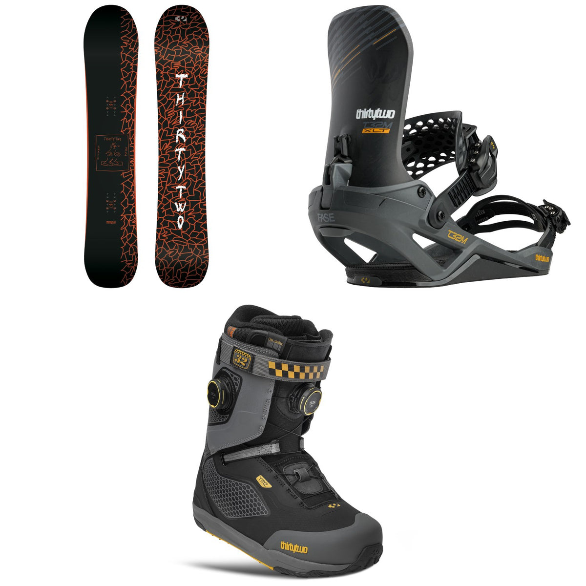 thirtytwo SNAFU Snowboard + T32M XLT FASE Snowboard Bindings + TM-2 XLT Double Boa Grenier Snowboard Boots 2027