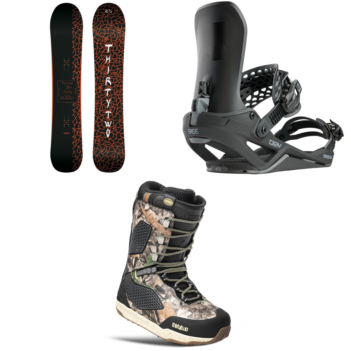thirtytwo SNAFU Snowboard + T32M FASE Snowboard Bindings + TM-2 Stevens Snowboard Boots 2027