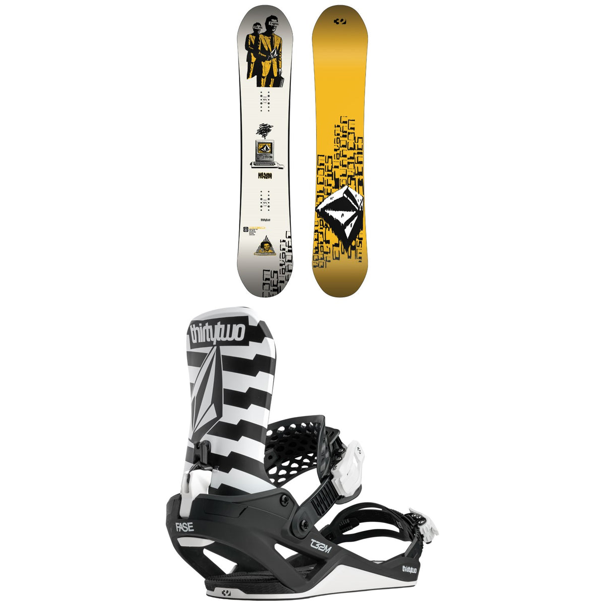 thirtytwo x Volcom Moclov Snowboard + T32M FASE Snowboard Bindings 2027