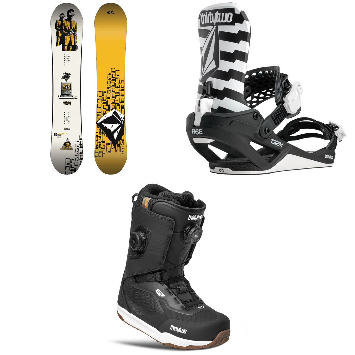 thirtytwo x Volcom Moclov Snowboard + T32M FASE Snowboard Bindings + TM-2 Double Boa Snowboard Boots 2027