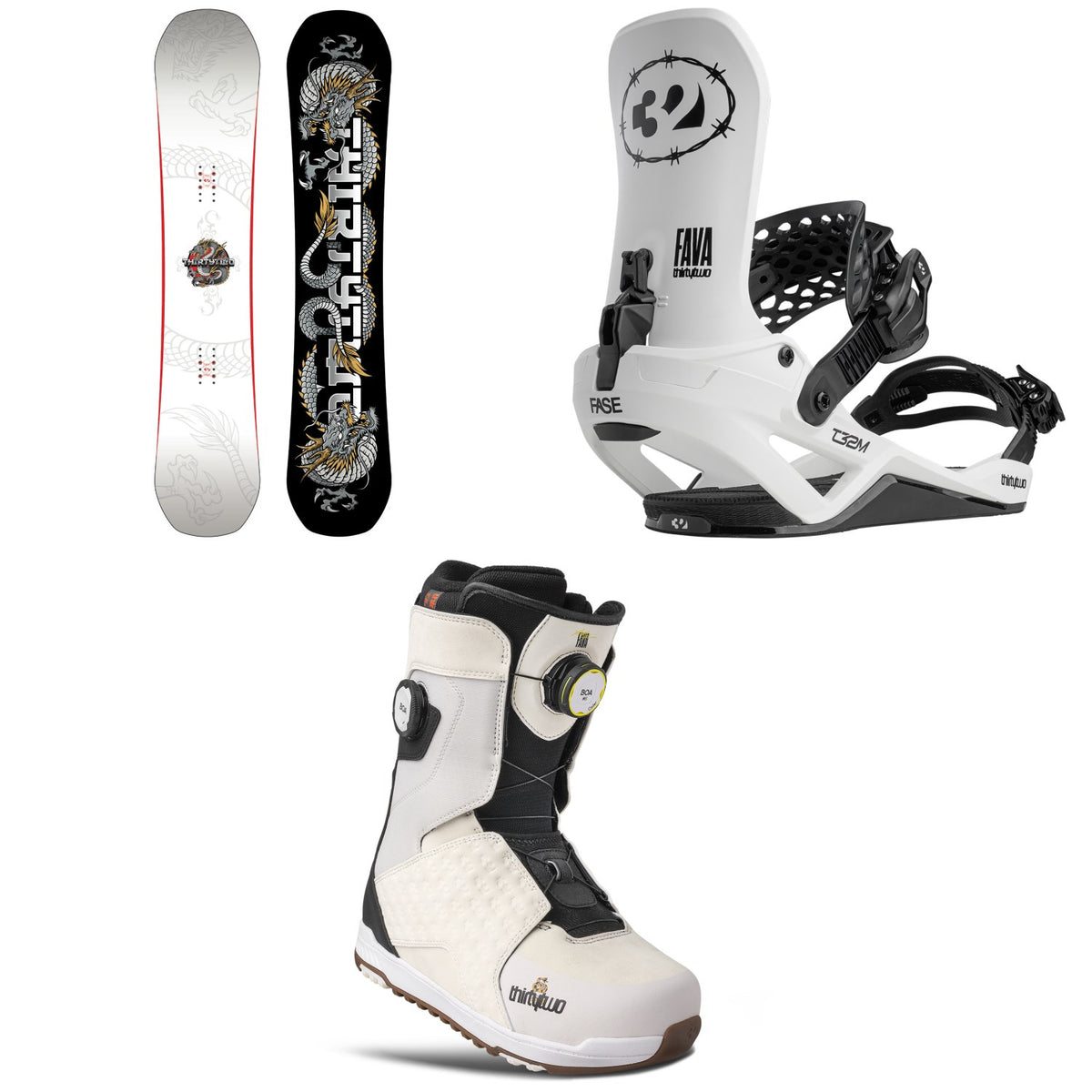 thirtytwo T32M Carbon Snowboard + T32M FASE Snowboard Bindings + Lashed Double Boa Snowboard Boots 2027