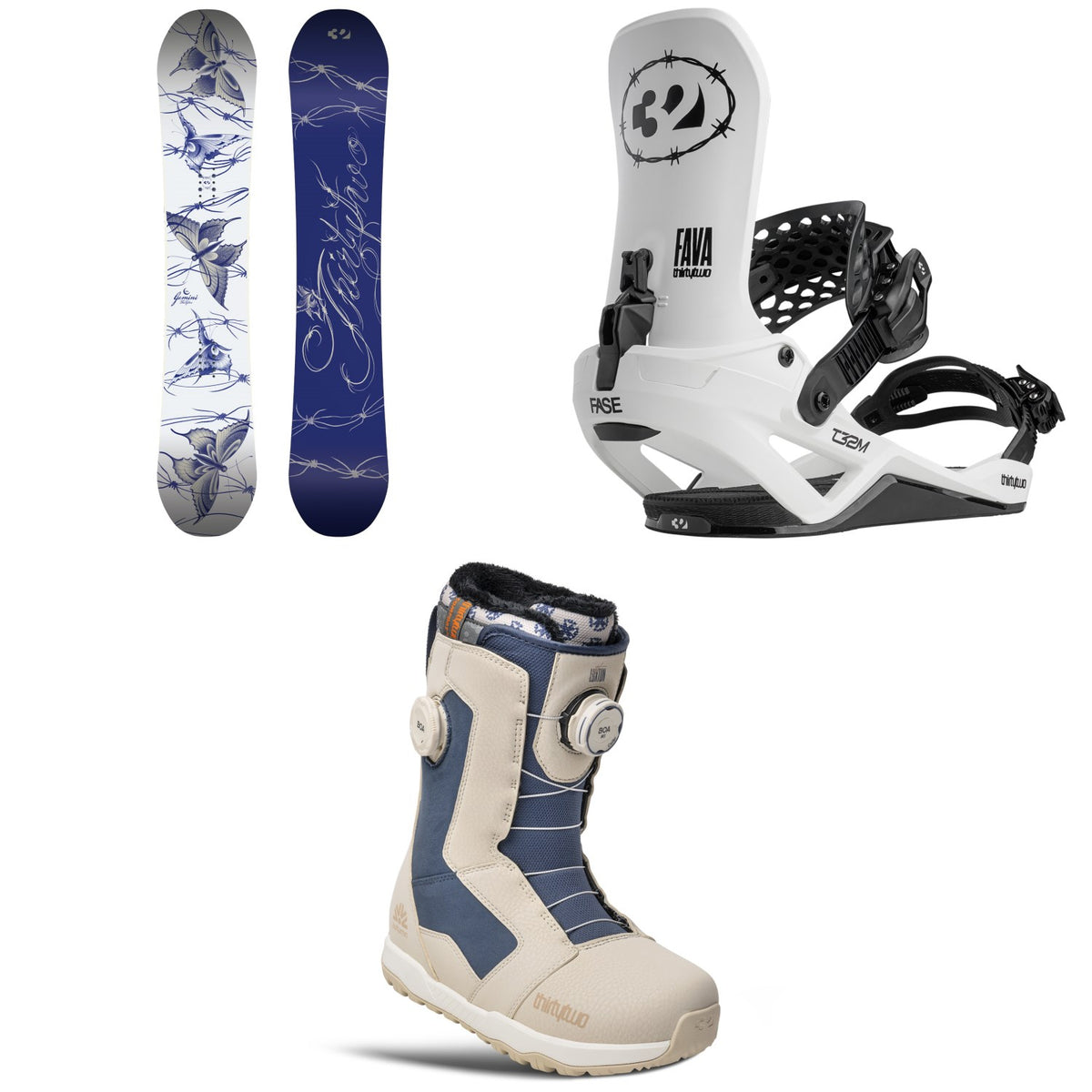 thirtytwo Gemini Snowboard + T32M FASE Snowboard Bindings + STW Double Boa x Luxton Snowboard Boots - Women's 2027