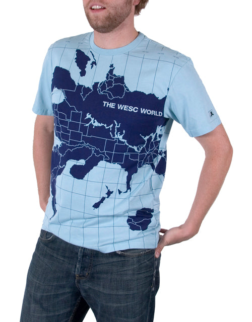 Wesc World Short Sleeve Tee Canal Blue