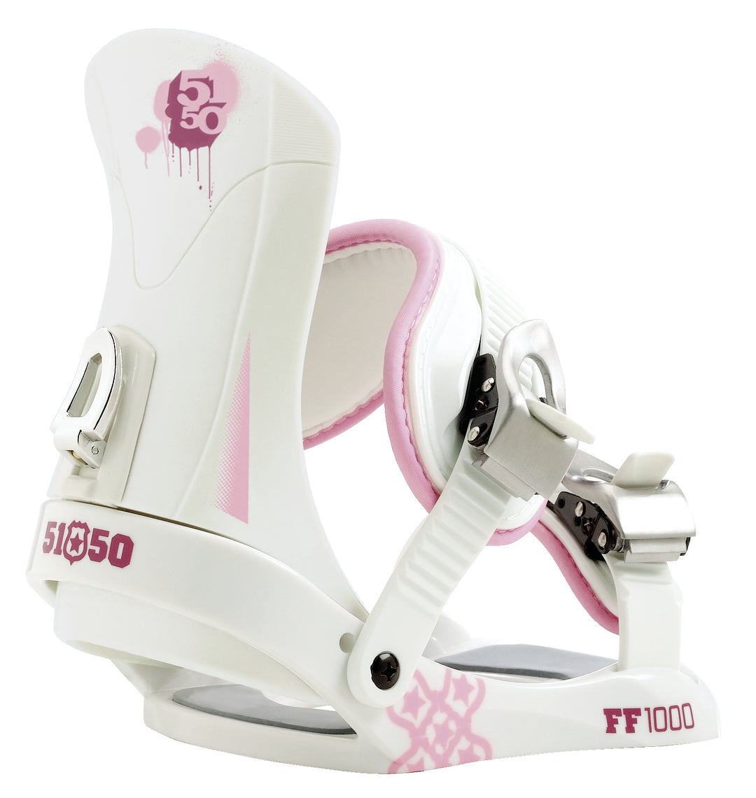 5150 snowboard with burton bindings 5150 Mini Empress Jr. Snowboard + FF1000 (Pink) Bindings