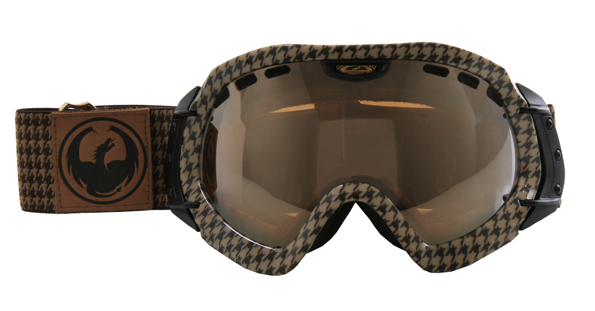 Dragon Mace Goggles TAN & BROWN HOUNDSTOOTH/GOLD IONIZED
