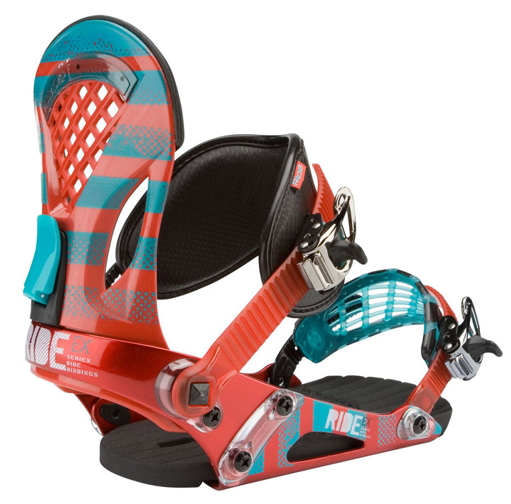 Ride EX Snowboard Bindings 2011 1 Red, 1 Aqua