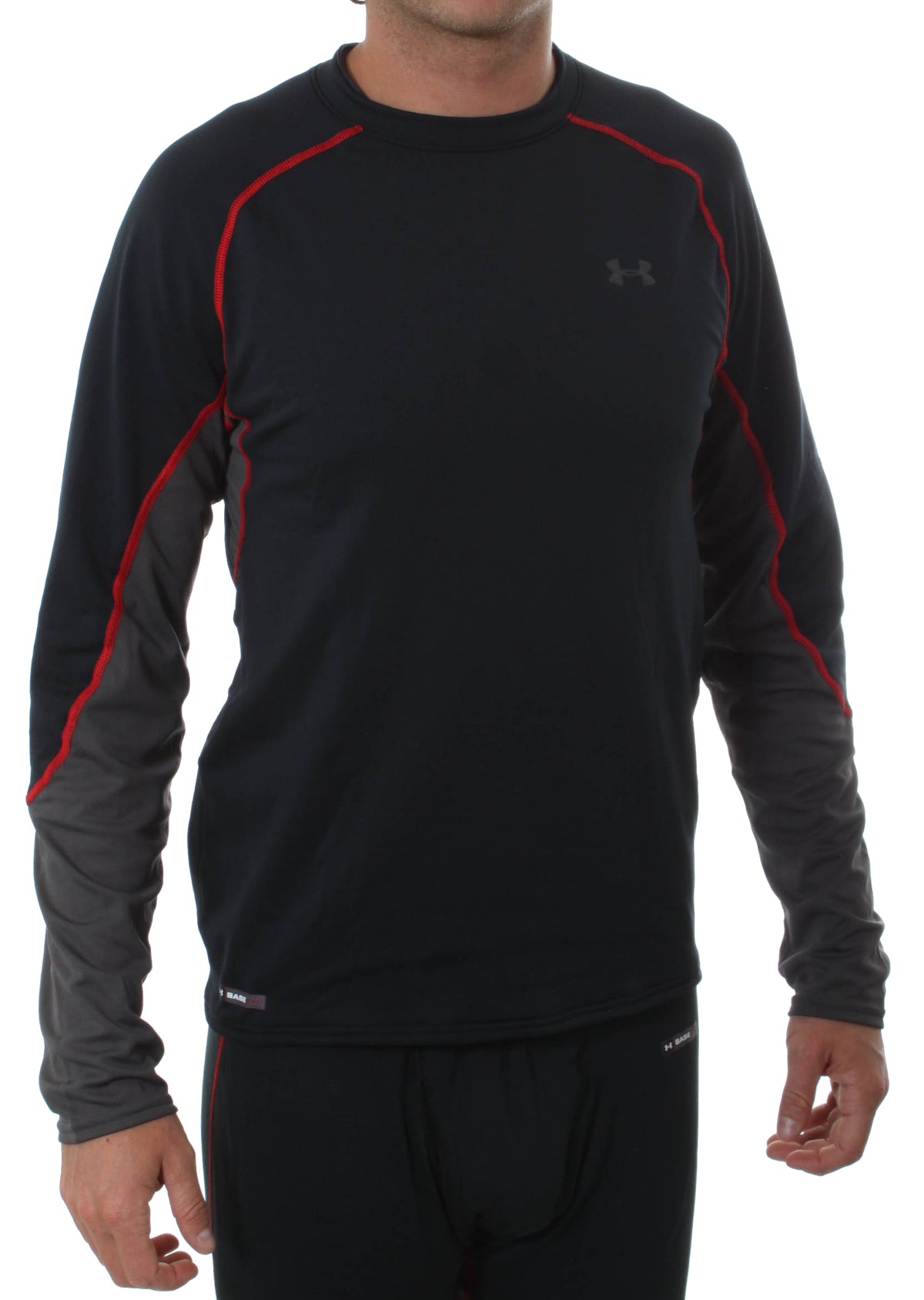 Under Armour Basemap 1.5 Crew Baselayer Top Black/Charcoal/University Red