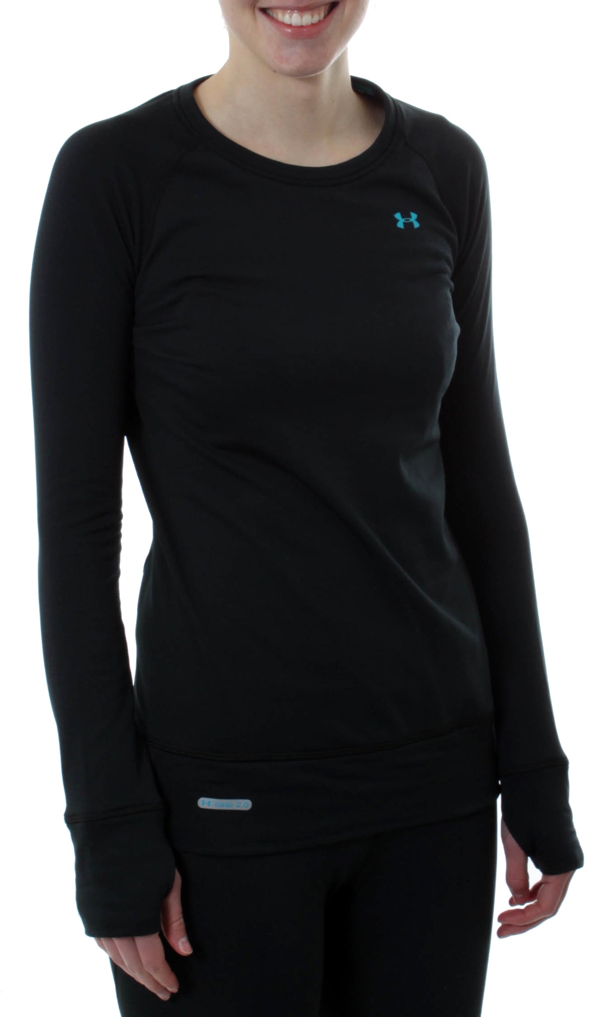 Under Armour Base 2.0 Crew Baselayer Top - Women's  Black/Pacific