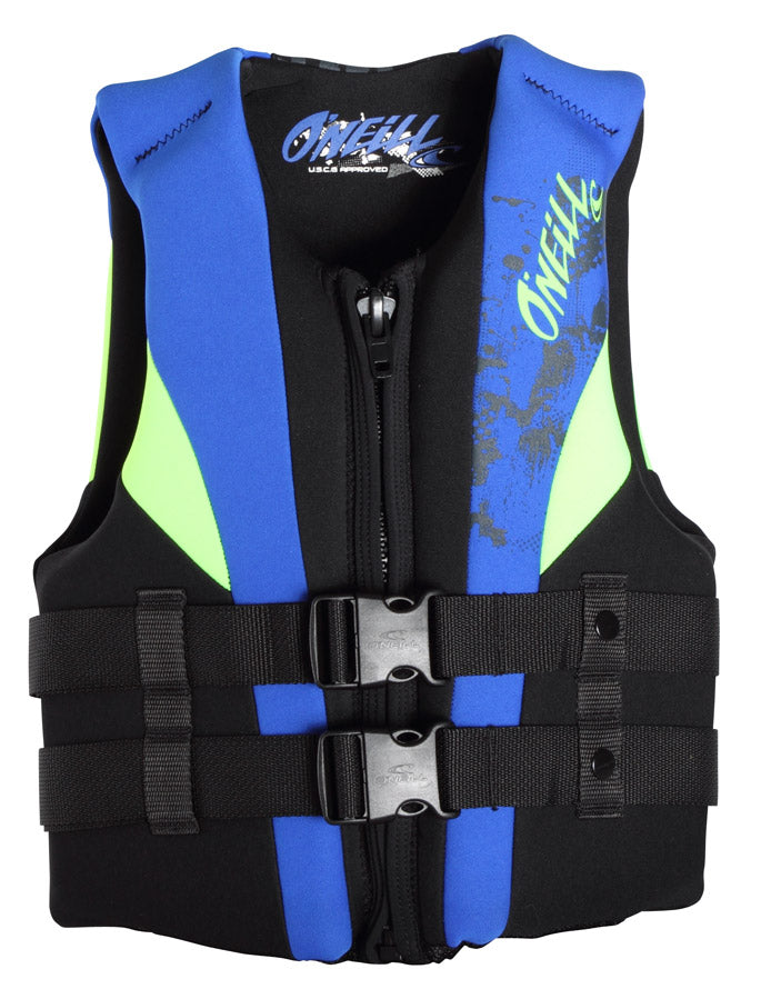 O'Neill Youth Reactor USCG Wake Vest - Kids' 2022 Black/Pacific/Day Glo