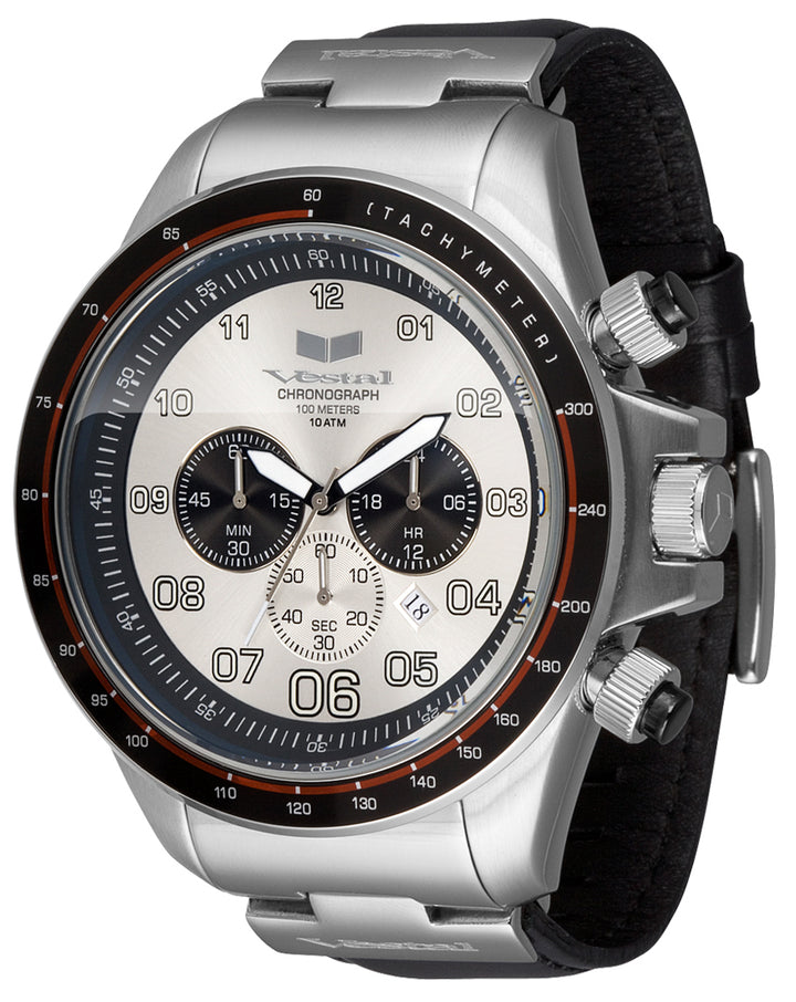 Vestal ZR-3 Leather Watch Black/Black/Silver