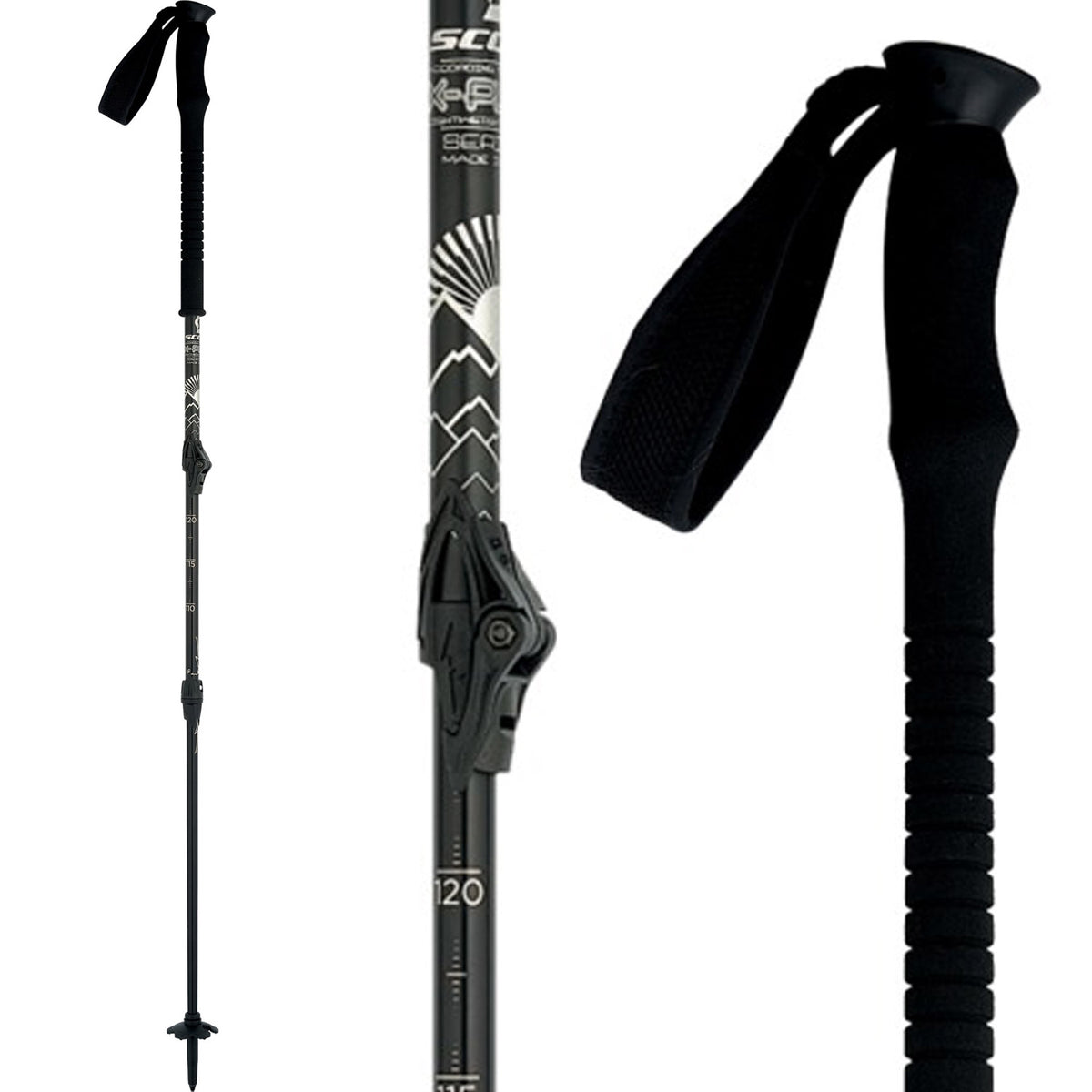 Scott X-Plor 3-Part 18 Adjustable Ski Poles 2012 Black
