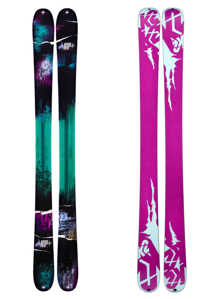 k2 black and white with pink purple bottom girls skis Reckoner 110 W - Women's 2027 K2 MissBehaved Skis - Women's