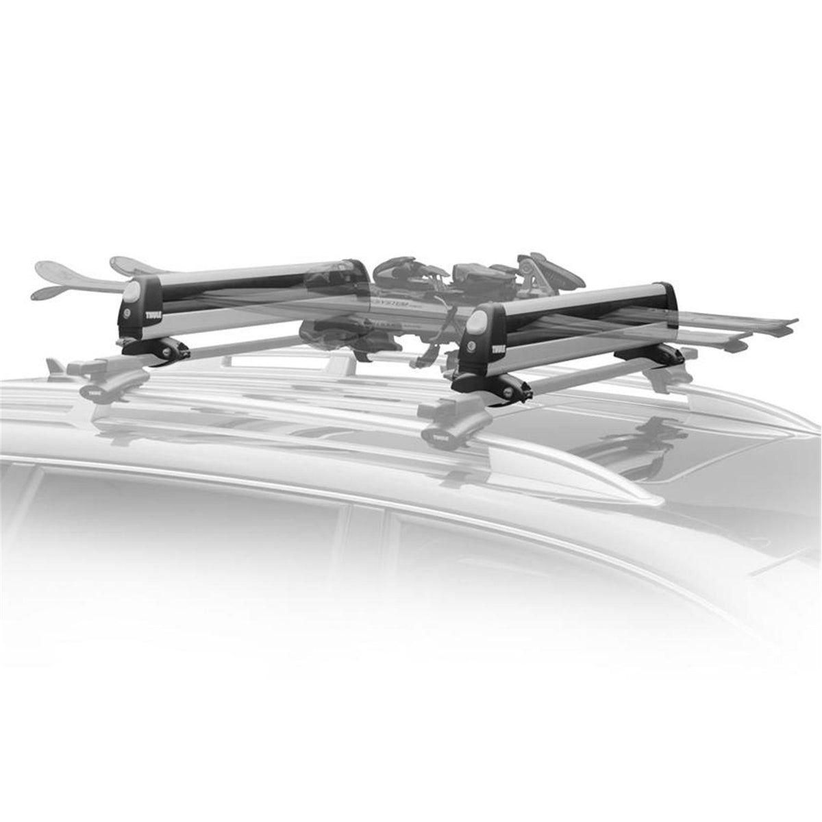 Thule Universal Pull Top 6 Snow Rack w/ Locks Black Detail 1 View