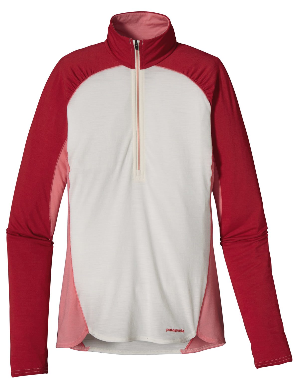 Patagonia Merino 2 Lightweight Zip Neck Shirt - Women's Pearl/Poppy Fields
