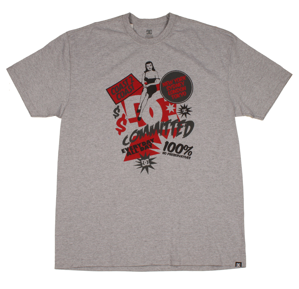 DC Commited T Shirt Heather Grey