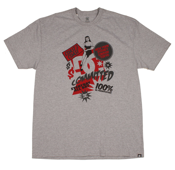 DC Commited T Shirt Heather Grey