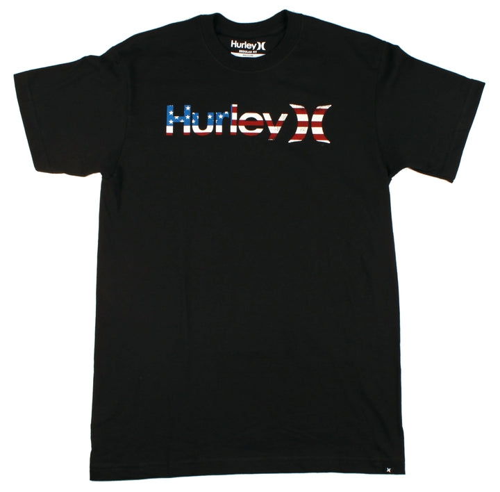 Hurley One & Only Country Flag T Shirt Black/USA