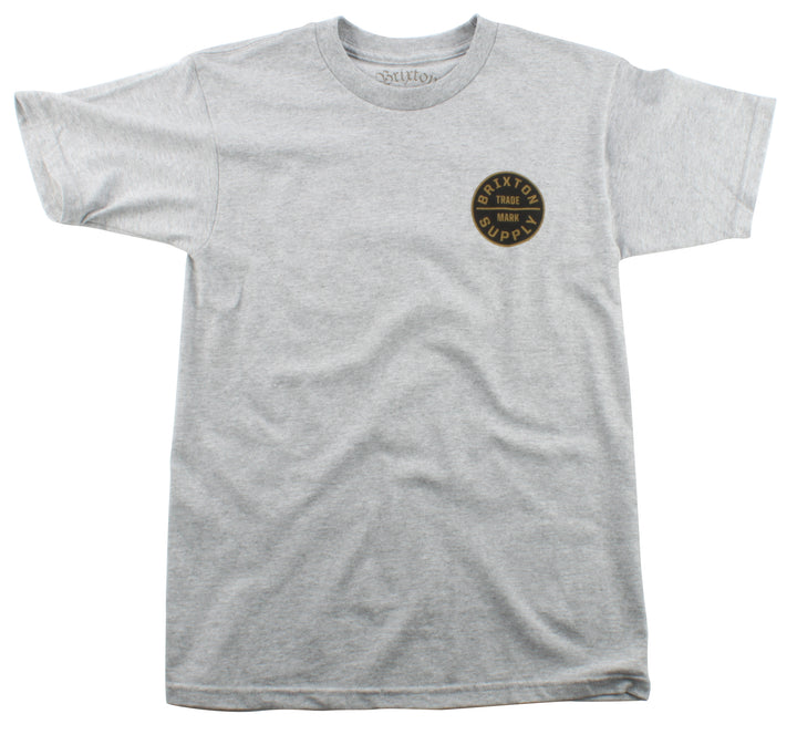 Brixton Craft T Shirt Heather Grey Front View