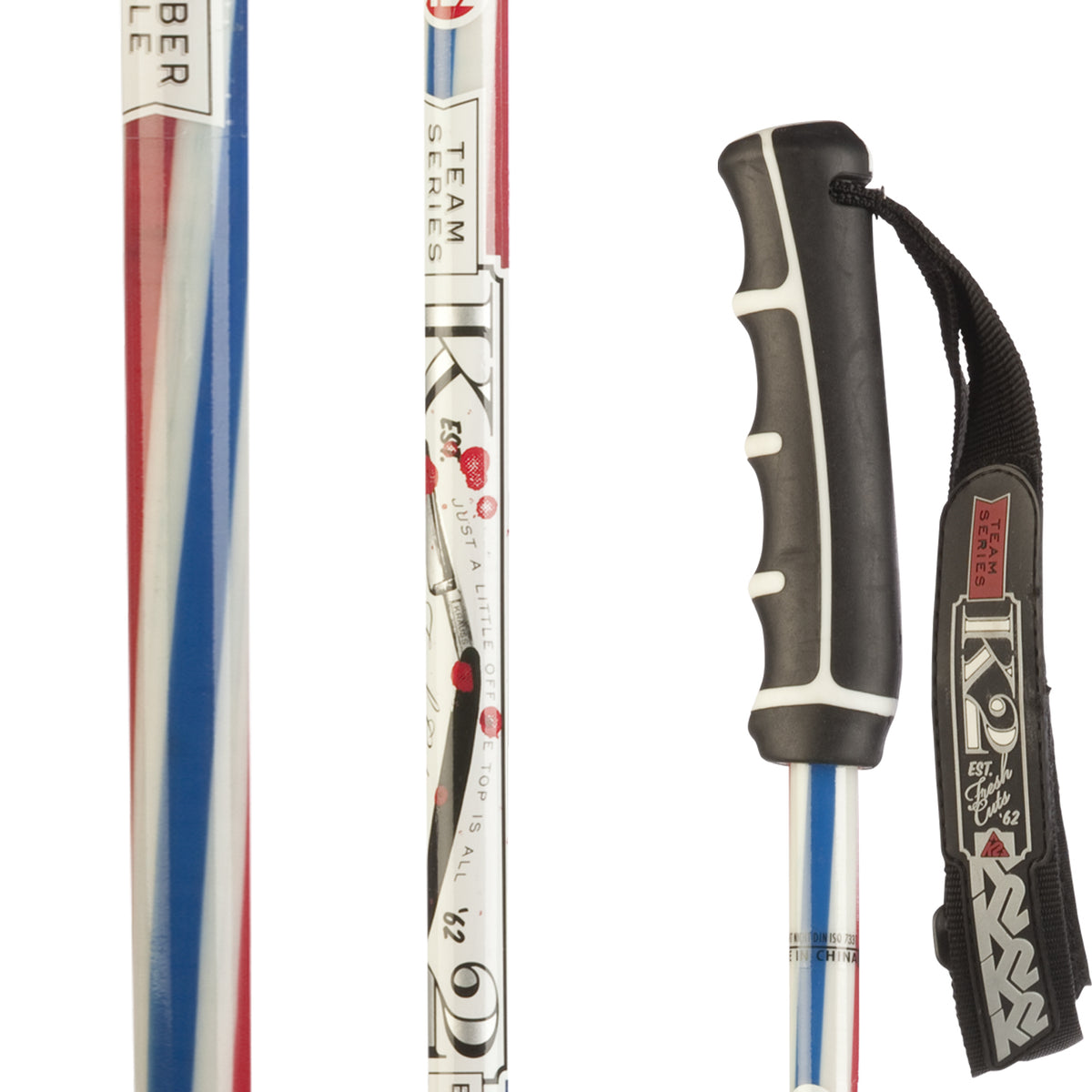 K2 Barber Ski Poles 2013 Red/White/Blue Front View