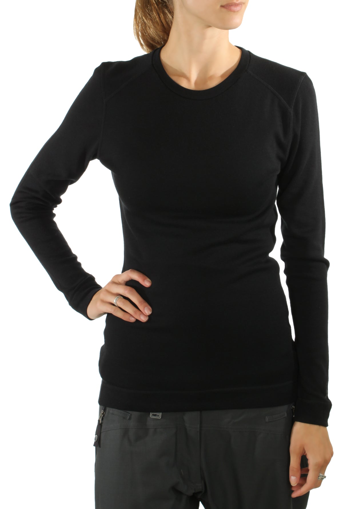 Smartwool Midweight Crew Shirt - Women's Black Front View