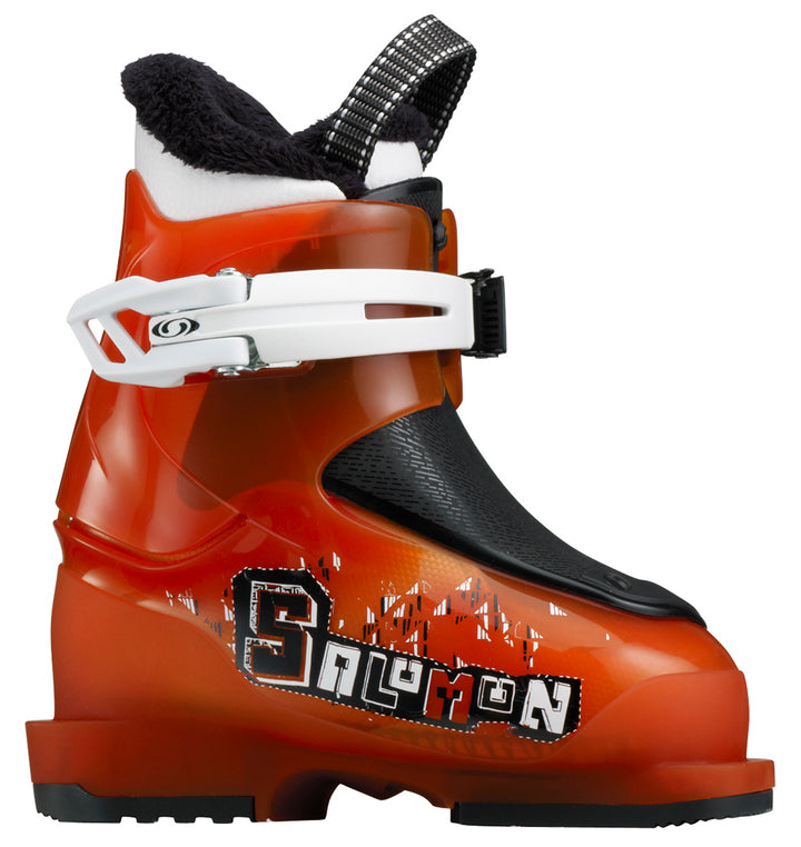 Salomon T1 Ski Boots - Youth 2013 Orange Translucent/White Front View
