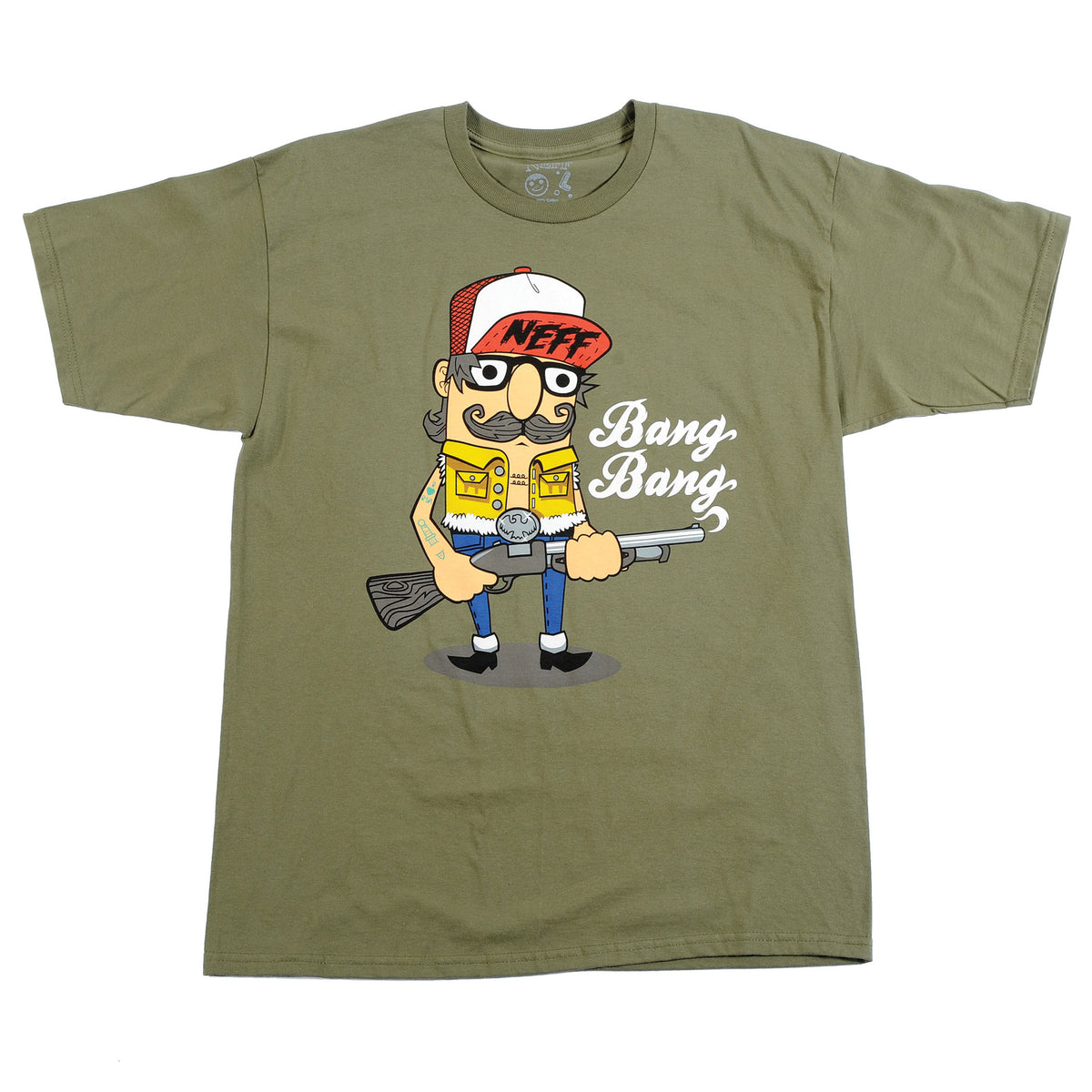 Neff Bang Bang T Shirt Olive Front View