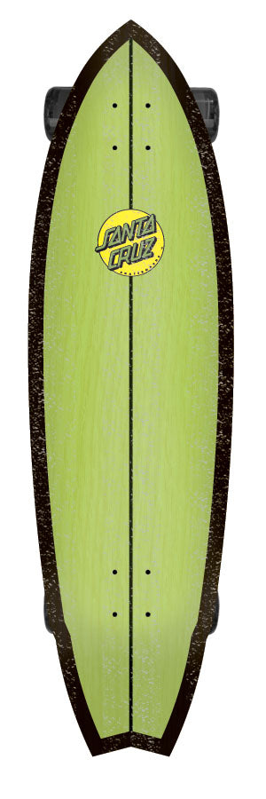 Santa Cruz Woody Shark Green Cruzer Longboard Complete Top View