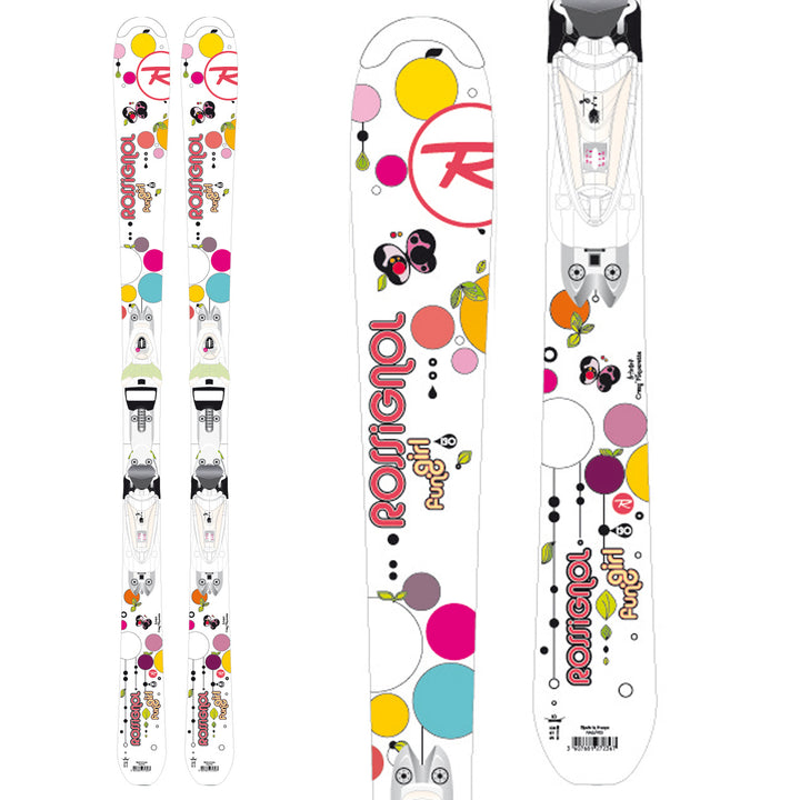 Rossignol Fun Girl Skis + Saphir 45 Binding - Youth - Girl's 2013 Front View