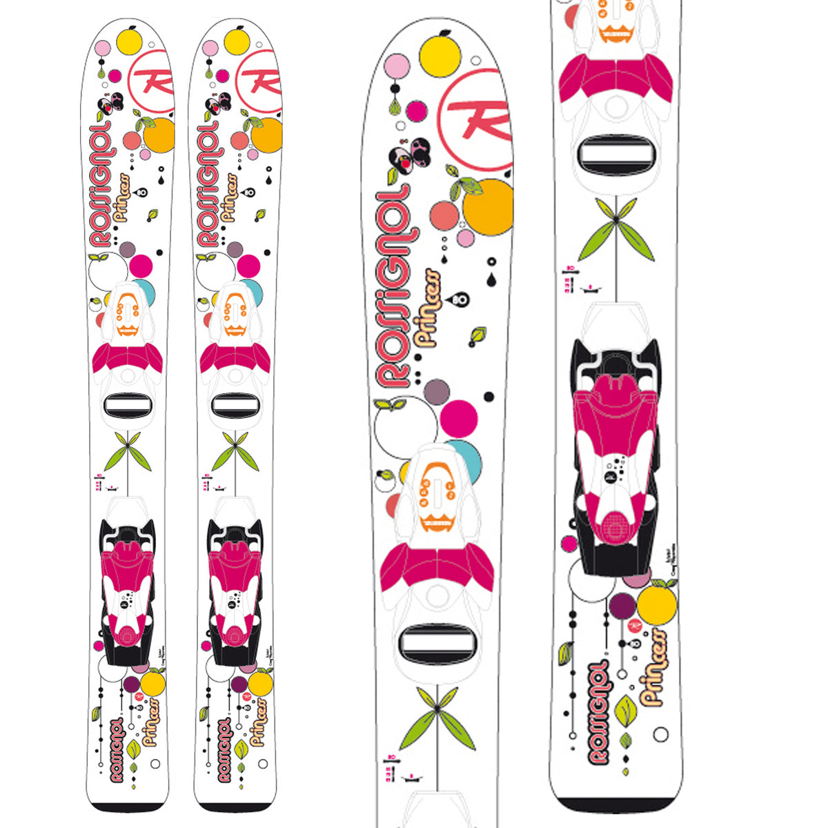 Rossignol Princess Skis + Comp Kid 25 Bindings - Youth - Girl's 2013 Front View